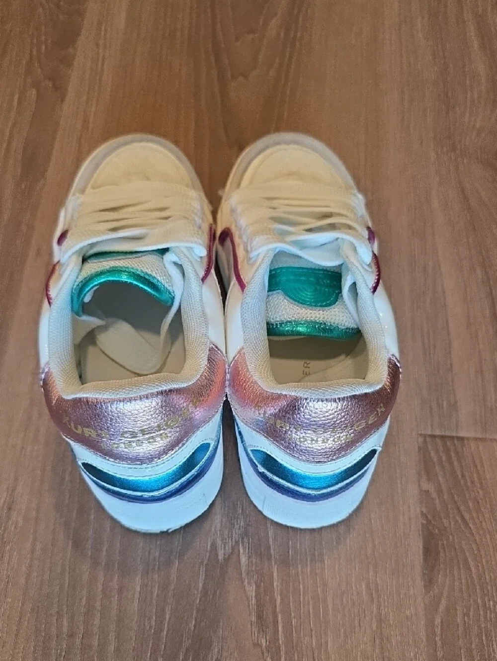 Kurt Geiger Kids White Sneakers with Pink and Green Accents